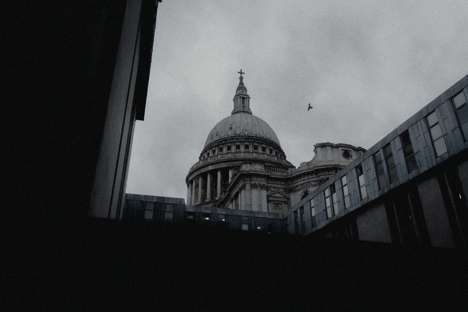 St Paul's Cathedral framed by modern buildings