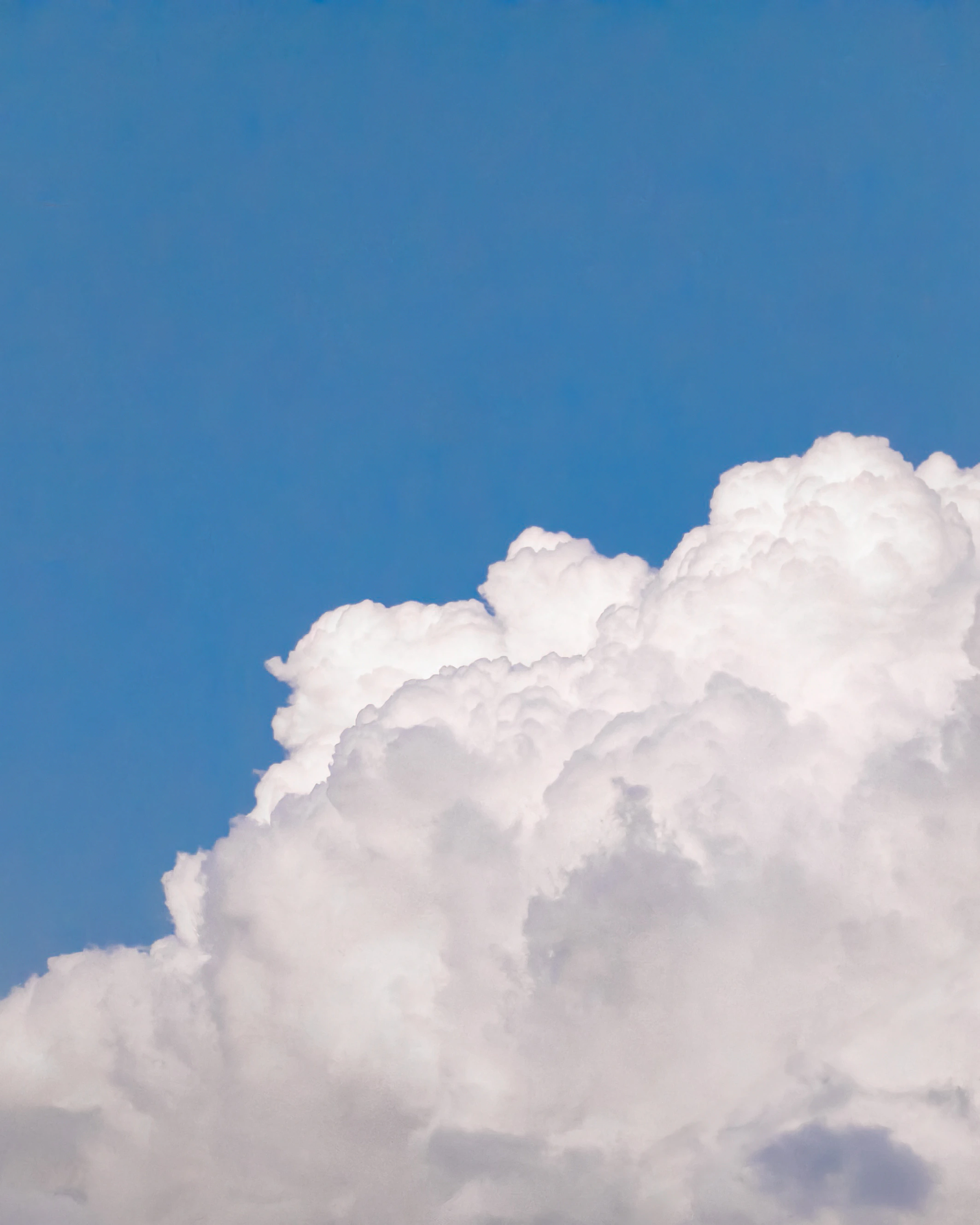 A towering white cloud filling the lower edge of a clear blue sky