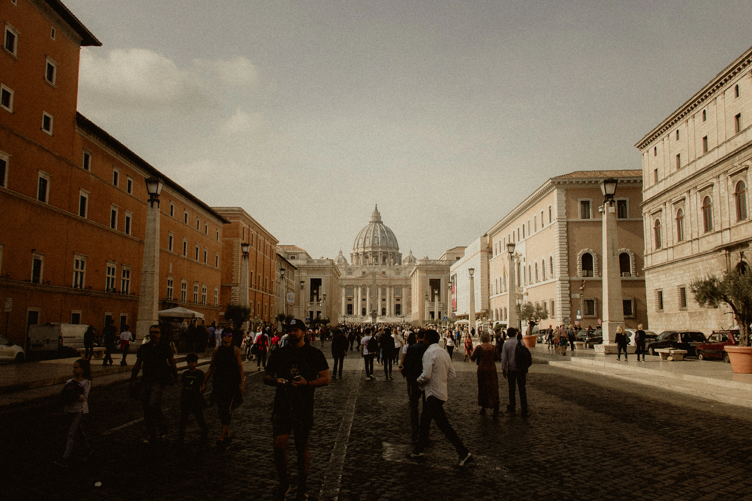 A broad Roman avenue leading towards St Peter's Basilica