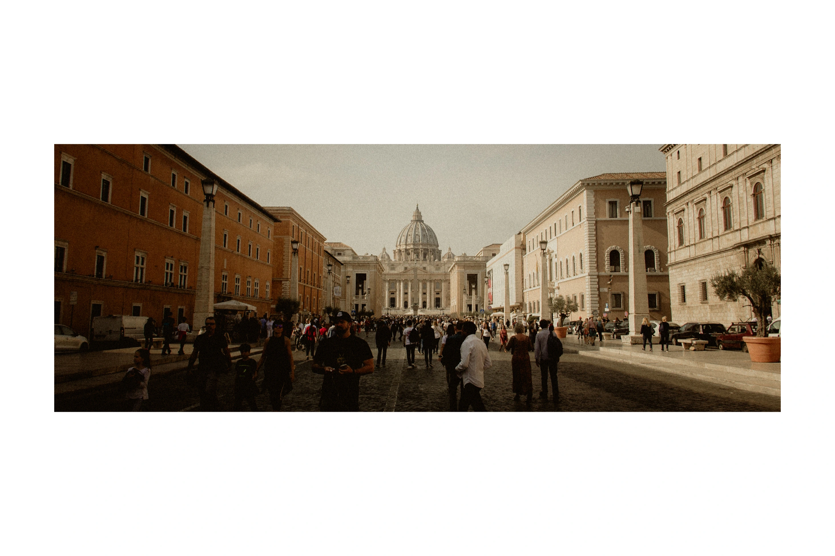 A busy street leading toward St Peter's Basilica
